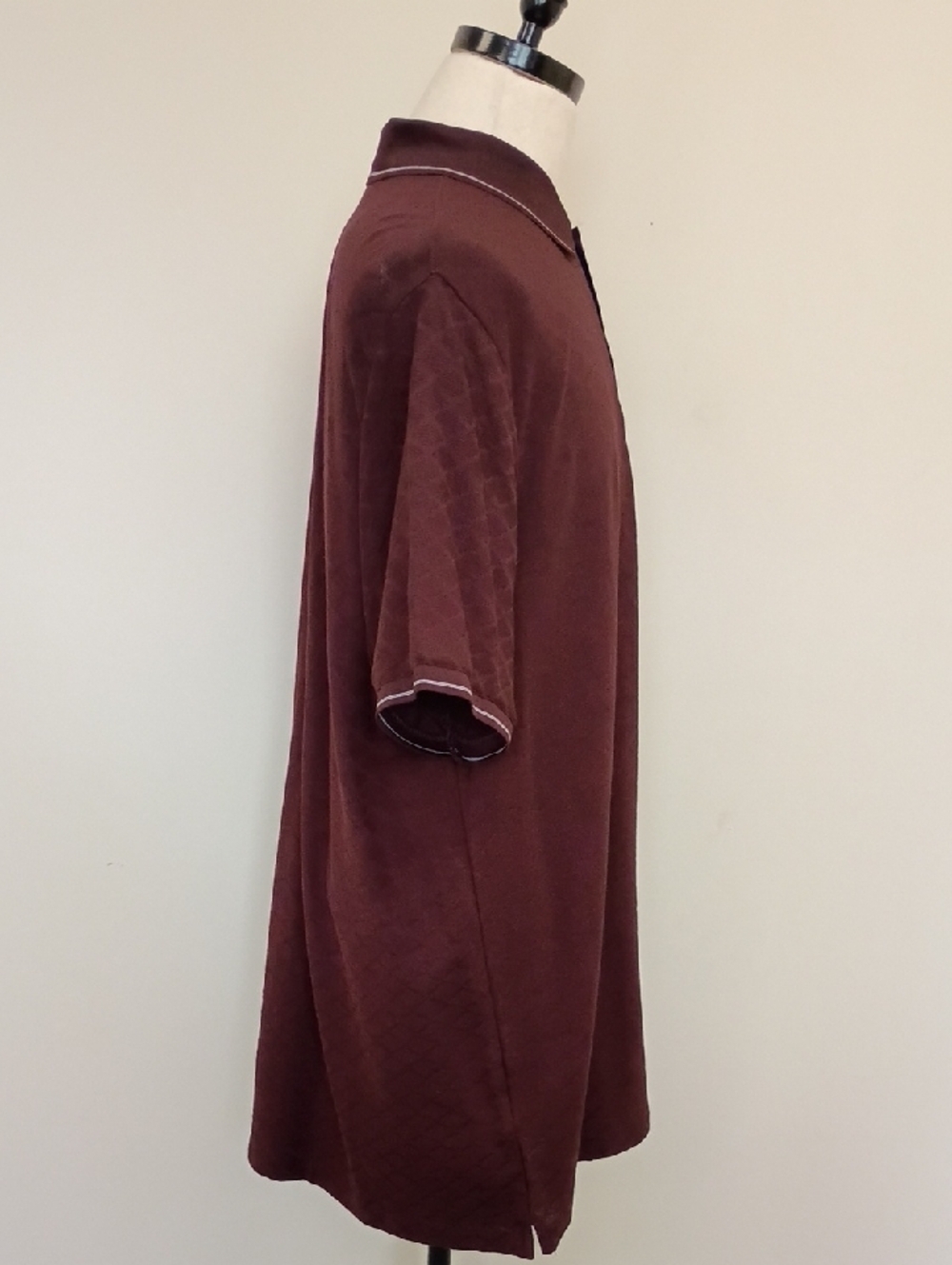 Perry Ellis Burgundy Textured Polo Shirt Contrast Trim Short Sleeve Size XXL - Picture 5 of 12